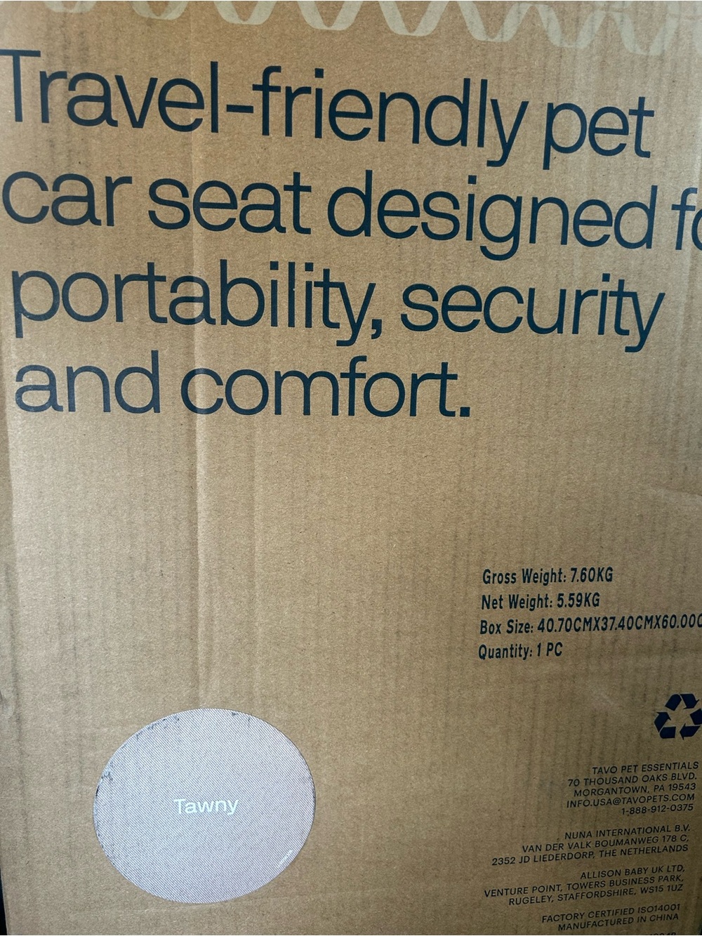Tavo Pets Hendrick Pet Car Seat and Flexible Carrier in Tawny new open box $350 - Picture 11 of 12